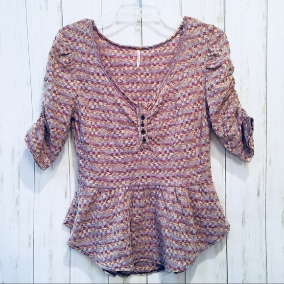 Free People Tops - Free People pastel patchwork peplum top - size M